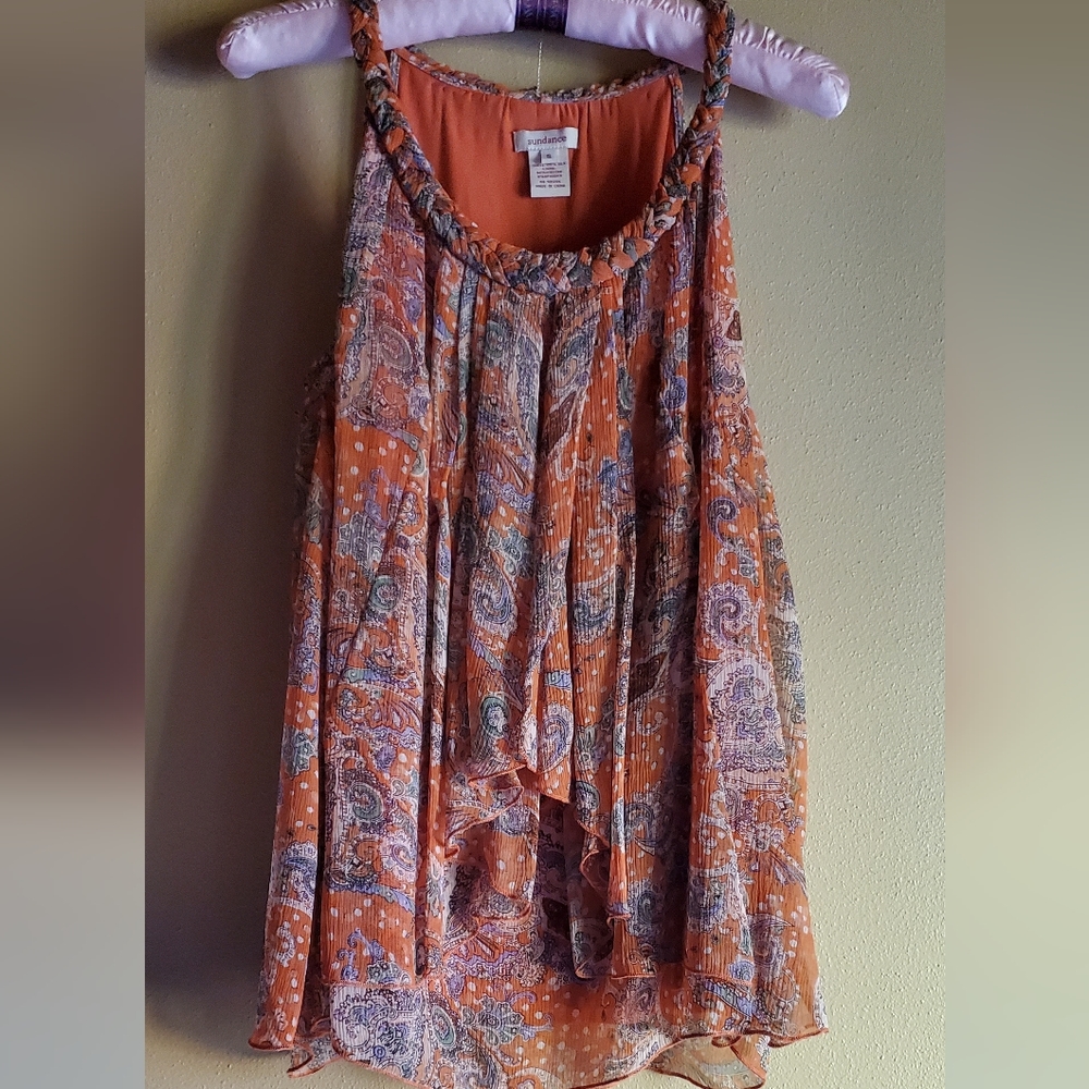 Sundance silk gauze tank top Size small rust color